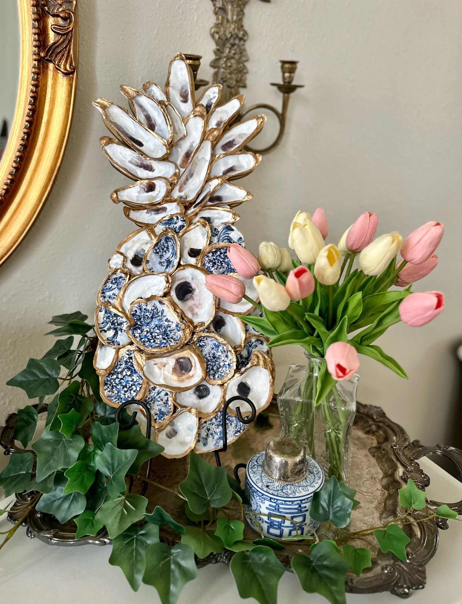 I love creating homey and pretty spaces in my home, but don’t want to spend a lot of money. I also want the things I buy to last. I love to mix vintage pieces, like the silver tray and jar, with handmade pieces like the hand painted oyster pineapple and new like the flowers and ivy from   Amazon. It keeps things interesting and fun. ❤️❤️

#LTKhome #LTKunder100 #LTKstyletip