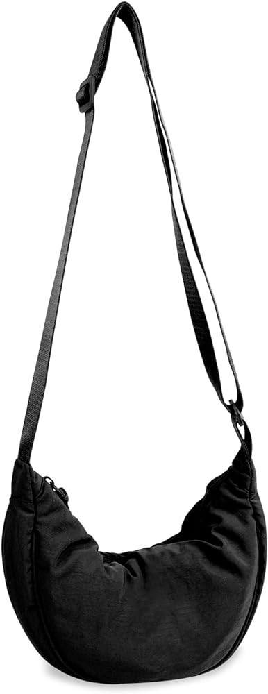 Nylon Crescent Crossbody Bag for Women Purses Trendy Men,Small Travel Sling Bag Hobo | Amazon (US)
