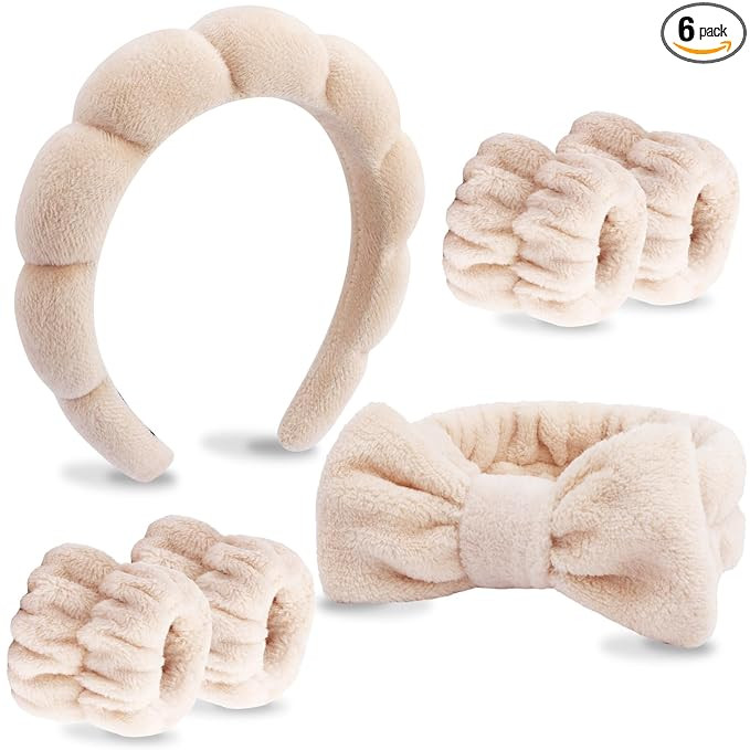 VELSCRUN 6 Pack Spa Headband, Makeup Headband, Face Wash Headbands, Skincare Headbands, Brown Spo... | Amazon (US)