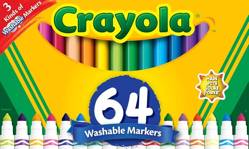 Crayola Washable Marker Set, 48 Broad Line Markers for Kids, 8 Gel Markers, 8 Window Markers, Gif... | Amazon (US)