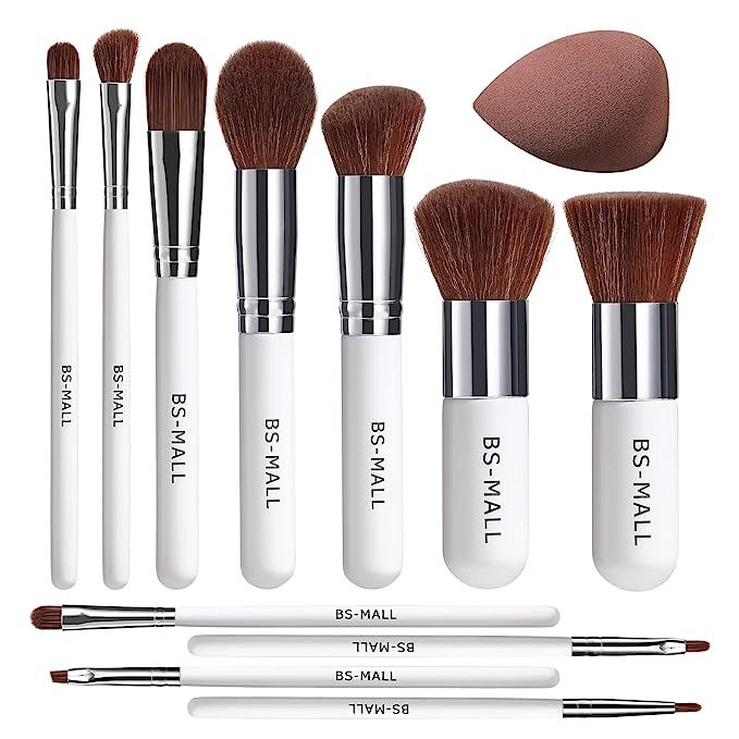 BS-MALL Makeup Brush Set 11Pcs Bamboo Synthetic Kabuki Brush Set Foundation Powder Blending Conce... | Amazon (US)