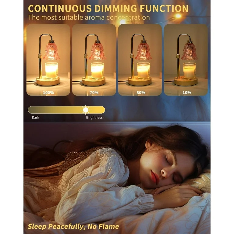 Dimmable Flower Candle Warmer Lamp, Pink Candle Warmer with Timer & 4Bulbs, Womens Gifts for Moth... | Walmart (US)