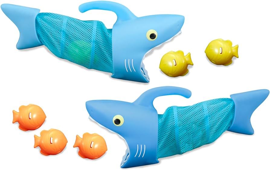 Melissa & Doug Sunny Patch Spark Shark Fish Hunt Pool Game With 2 Nets and 6 Fish to Catch For 8 ... | Amazon (US)