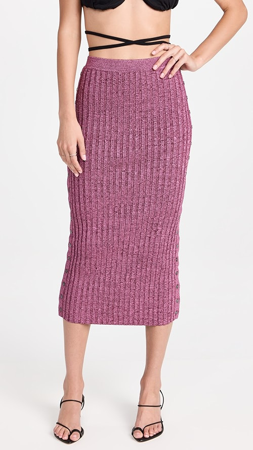 Ashton Marled Rib Midi Skirt | Shopbop