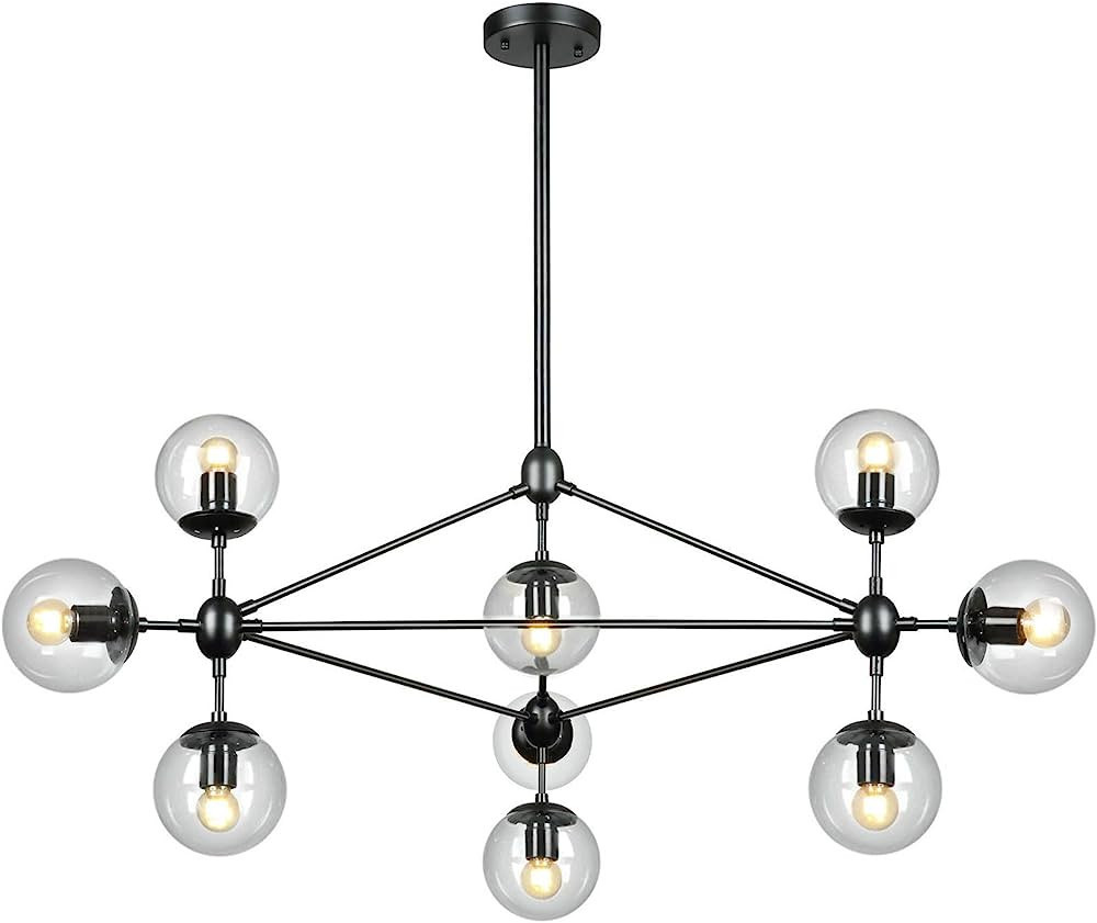 Lampundit DNA 10-Light Chandelier Black Finish with Globe Glass Shade, Modern Chandelier for Kitc... | Amazon (US)