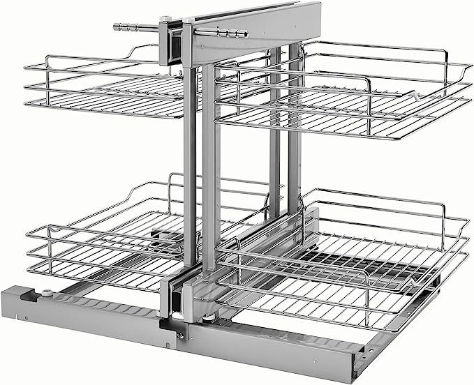Rev-A-Shelf Dual Tier Pull Out Shelf Organizer for Blind Corner Kitchen or Bathroom Cabinets with... | Amazon (US)