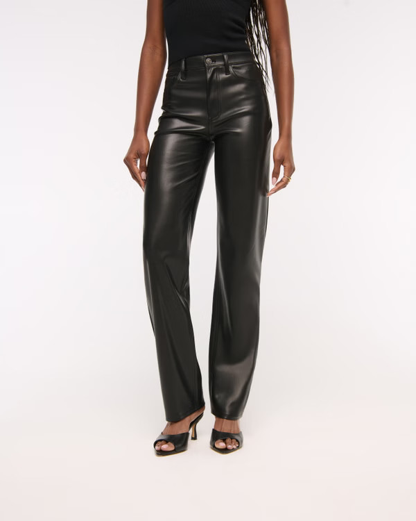 High Rise 90s Relaxed Vegan Leather Pant | Abercrombie & Fitch (US)