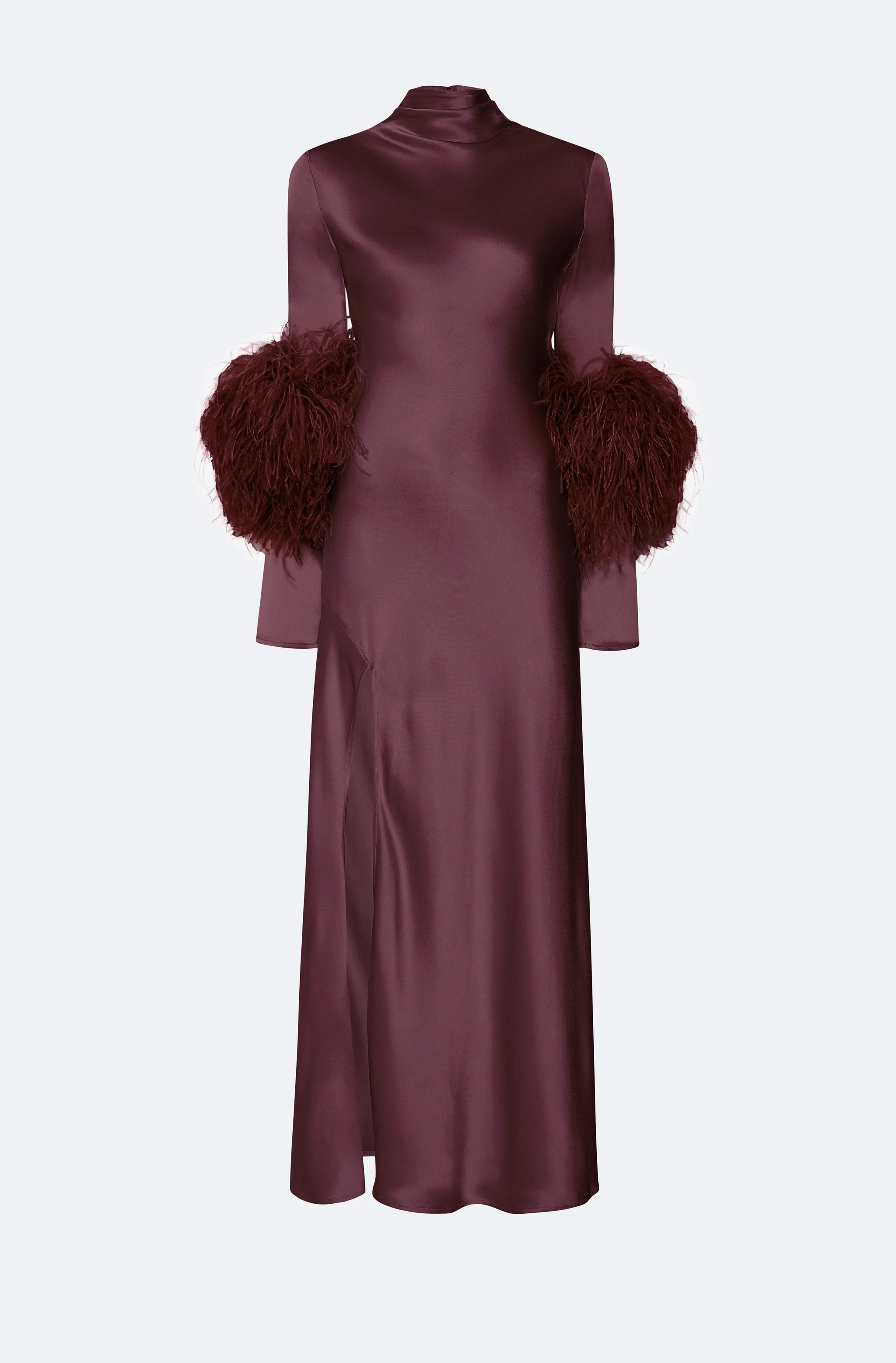 Satin Draped Neck Bias Dress With Feathers | Lapointe (US)