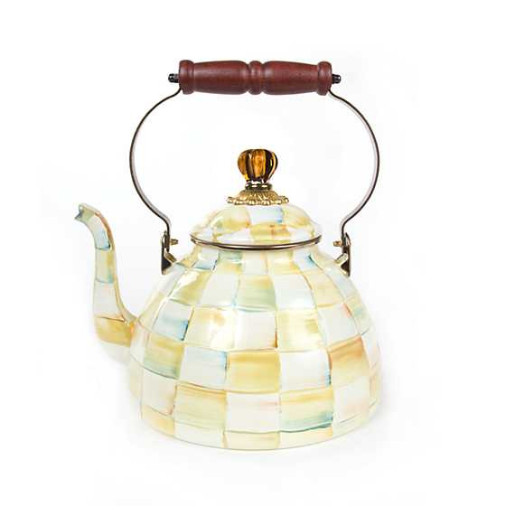Parchment Check 3 Quart Tea Kettle | MacKenzie-Childs