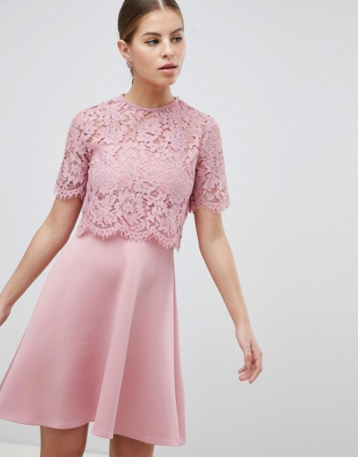 Club L Lace Overlay Scuba Skater Dress | ASOS US