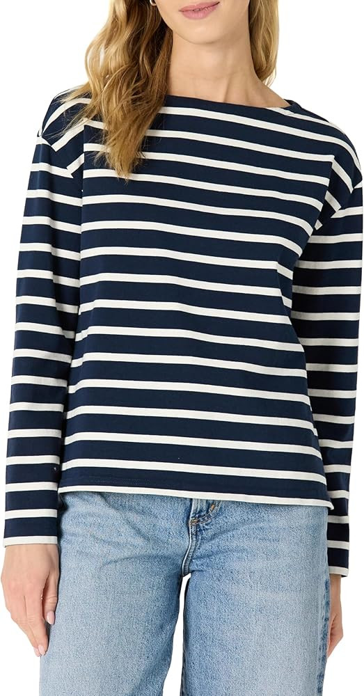 Amazon Essentials Womens 100% Cotton Heavyweight Relaxed-Fit Long-Sleeve Boatneck Top | Amazon (US)