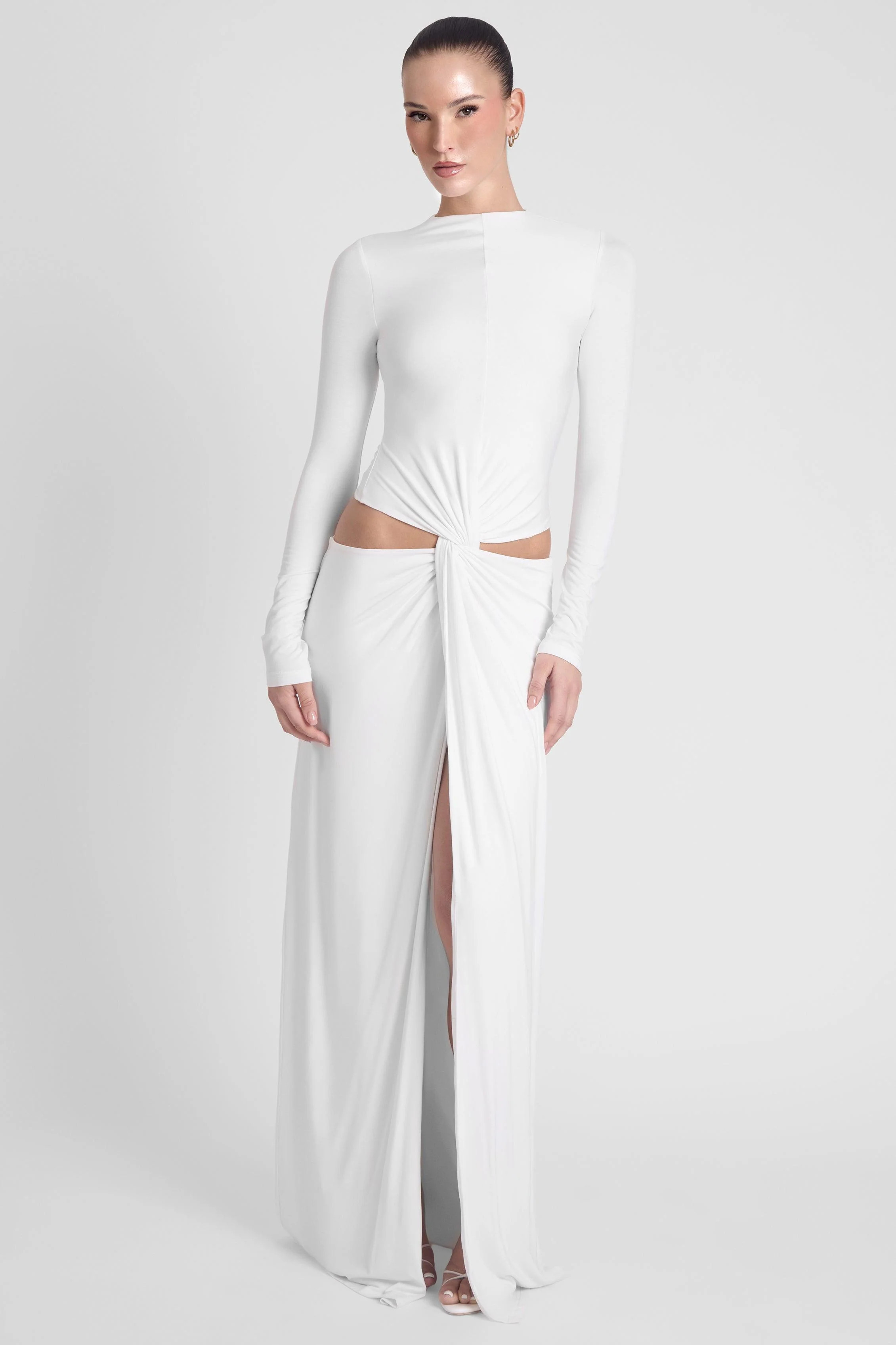 Vacanza Drape Gown - White | LEAU (US)