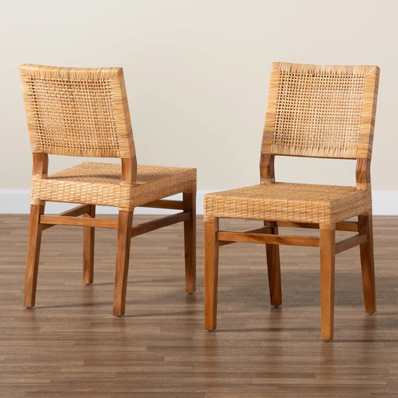 Lesia Side Chair in Natural Brown (Set of 2) | Wayfair North America