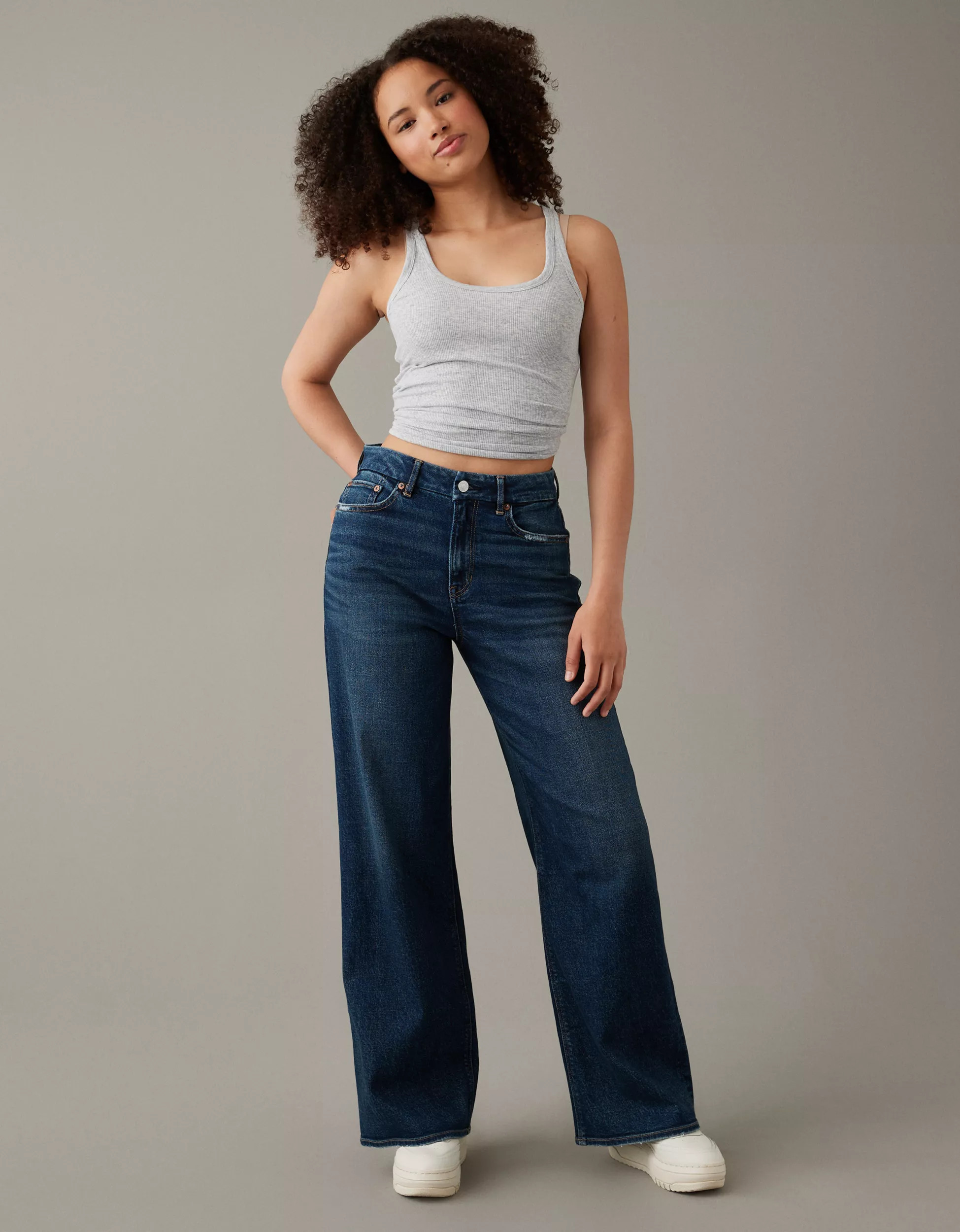 AE Curvy Super High-Waisted Baggy Wide-Leg Jean | American Eagle Outfitters (US & CA)