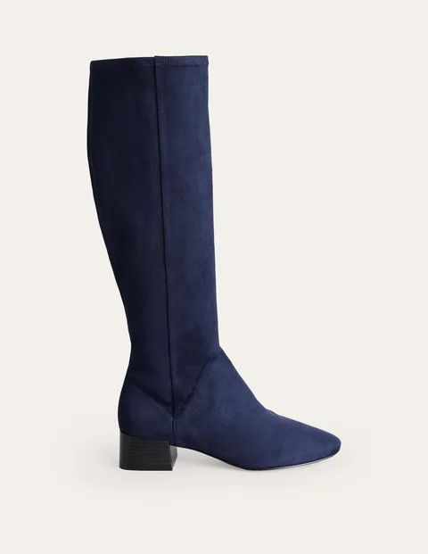 Cara Flat Stretch Knee Boots - Black | Boden (UK & IE)