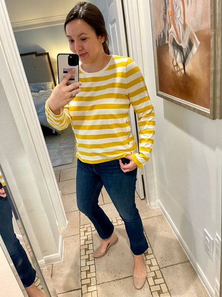 Yellow striped long sleeve tee
Striped button-side tee that’s preppy and affordable 
On sale for $35, true to size! 
Preppy style for spring and summer 


#LTKsalealert #LTKfindsunder50