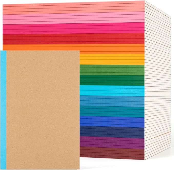 60 Pack Lined Notebook Journals Bulk, A5 College Ruled Composition Notebook, 8.3”x 5.5”, Kraf... | Amazon (US)
