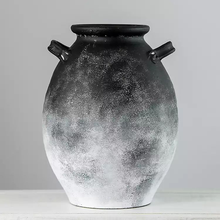 Black and Cream Stamos Terracotta Vase | Kirkland's Home