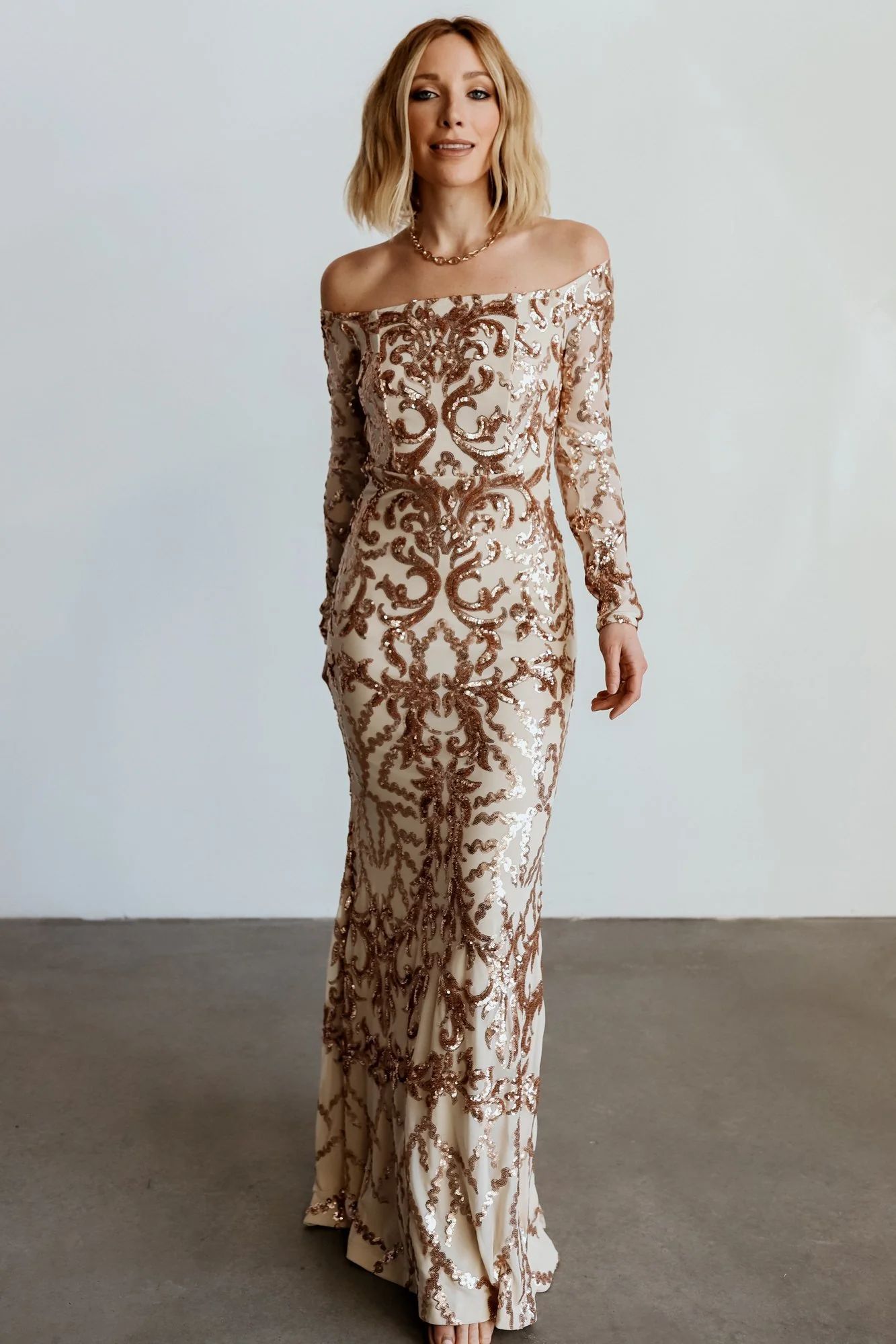 Barcelona Off Shoulder Sequin Gown | Baltic Born