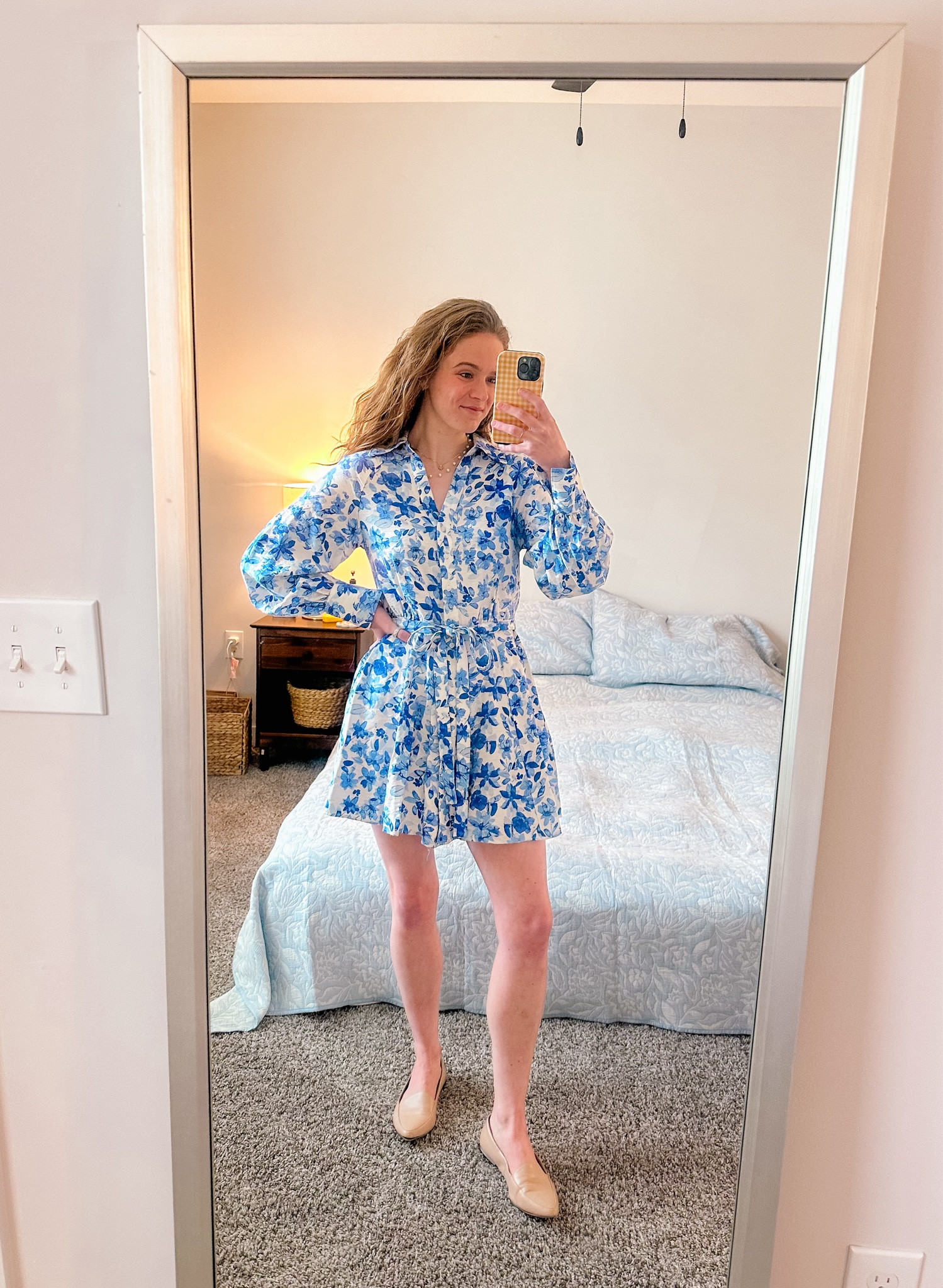 Office OOTD! 🩵🤍 Love this dress for a more elevated office day, that’s still super comfy & cute! Snagged this at H&M last year, and still loving it now!! 