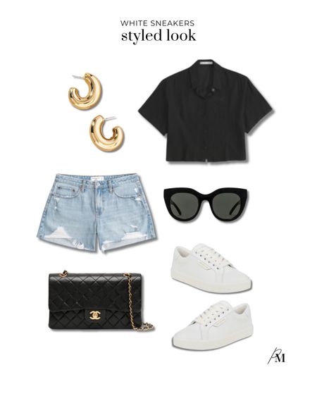White sneakers styled look. These distressed Abercrombie shorts and cropped button up are the perfect casual summer look. 

#LTKStyleTip #LTKSeasonal #LTKBeauty
