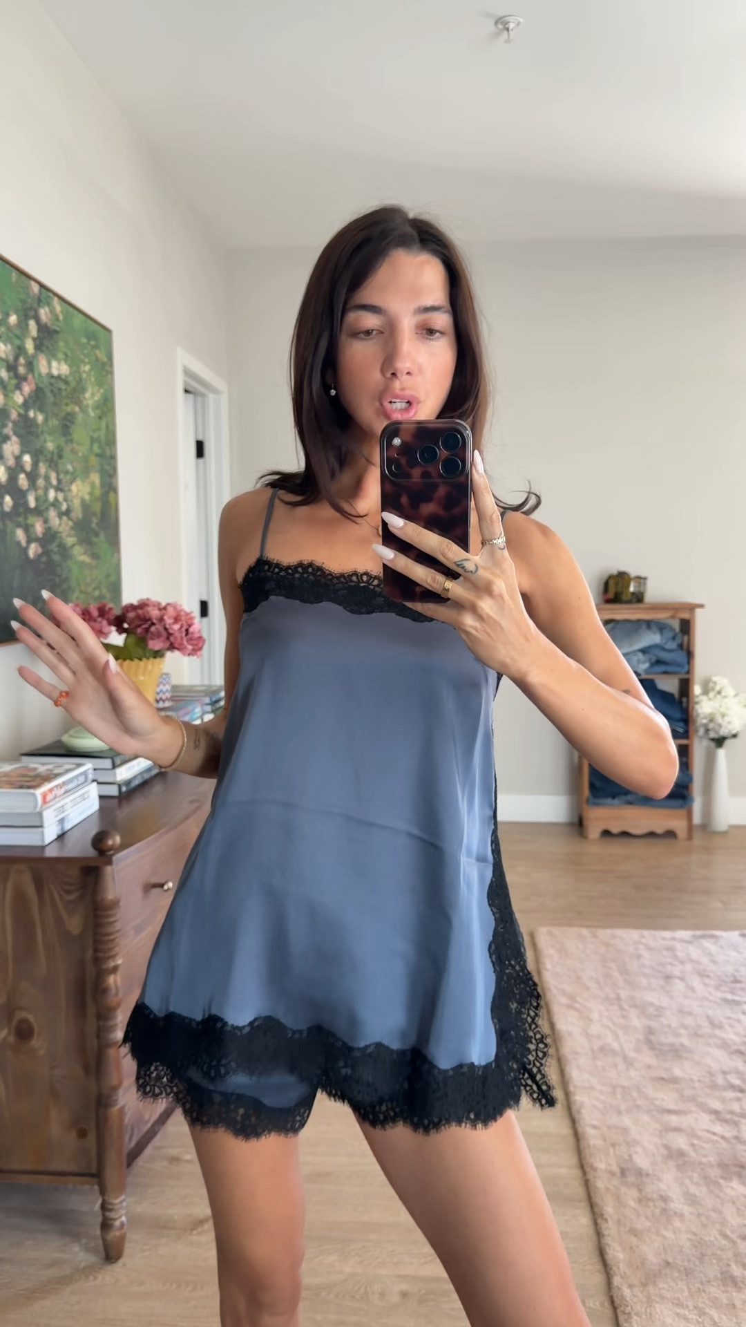 @Aritzia summer sale pick for date night outfit! Serif Satin Camisole in XS and Whimsy Satin Short in XS #aritziapartner