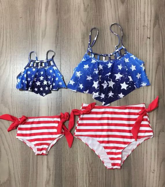 Mommy and Me Patriotic Swimsuit July 4th bikini women’s swimsuit toddler girl bikini set girls ... | Etsy (US)