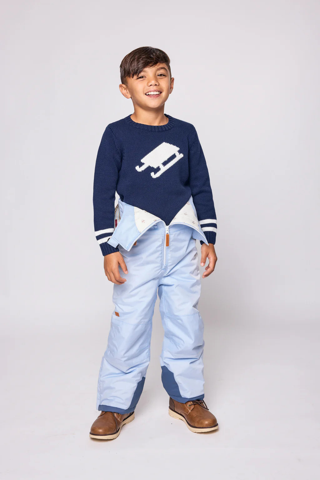 Duffield Lane x Northern Classics Kids Sled Crew Neck Sweater in Navy | Duffield Lane
