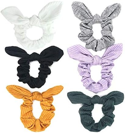 Bunny Ear Scrunchies Cotton Bow Hair Scrunchie Cute Knotted Bowknot Ribbon Ties Elastic Scrunchy ... | Amazon (US)