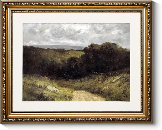 ARPEOTCY Vintage Gold Framed Wall Art Decor, Farmhouse Landscape Valley Road Canvas Prints Frame ... | Amazon (US)