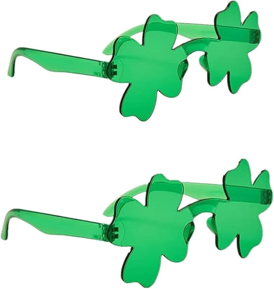MYSXN 2PCS St. Patrick's Day Shamrock Sunglasses,Plastic Four Leaf Shamrock Sunglasses for St Pat... | Amazon (US)