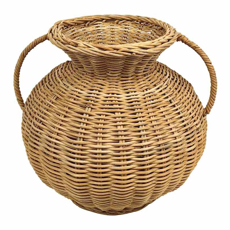 Natural Woven Rattan Vase, 10x9 | At Home