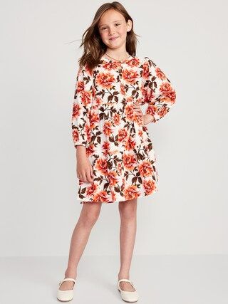 Long-Sleeve Button-Front Printed Swing Dress for Girls | Old Navy (US)