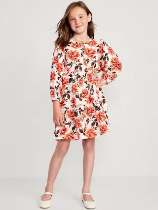 Long-Sleeve Button-Front Printed Swing Dress for Girls | Old Navy (US)