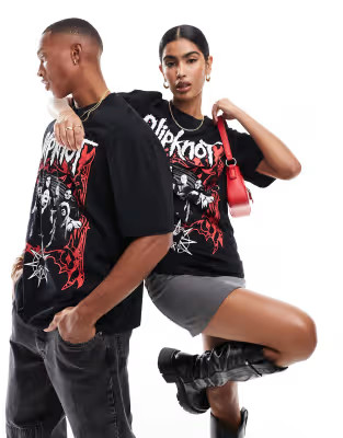 ASOS DESIGN unisex oversized graphic tee with Slipknot graphics in black | ASOS | ASOS (Global)