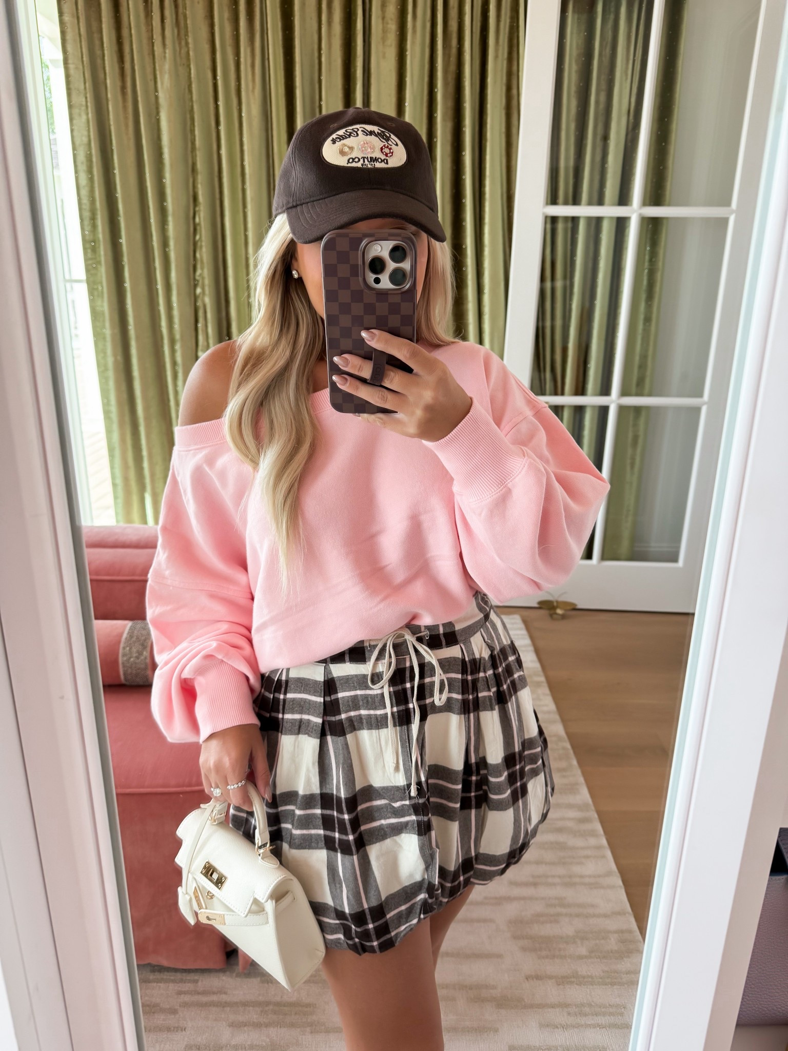 Size small sweatshirt
Size small skirt - size up if taller! 

#LTKPetite #LTKFindsUnder50 #LTKSeasonal