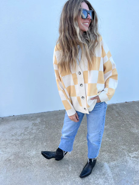 Rhiannon Checkered Cardi | Ascot + Hart