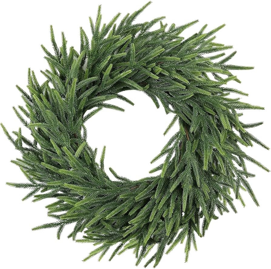 26-Inch Norfolk Pine Wreath - Real Touch Artificial Christmas Wreath for Front Door, Wall, Window... | Amazon (US)