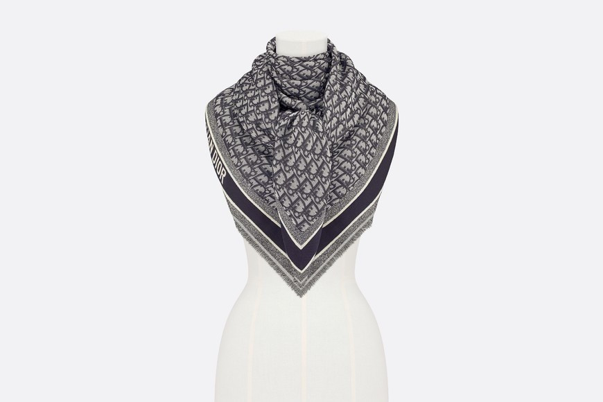 D-Oblique Shawl Navy Blue Wool, Silk and Cotton - Accessories - Women's Fashion | DIOR | Dior Beauty (US)
