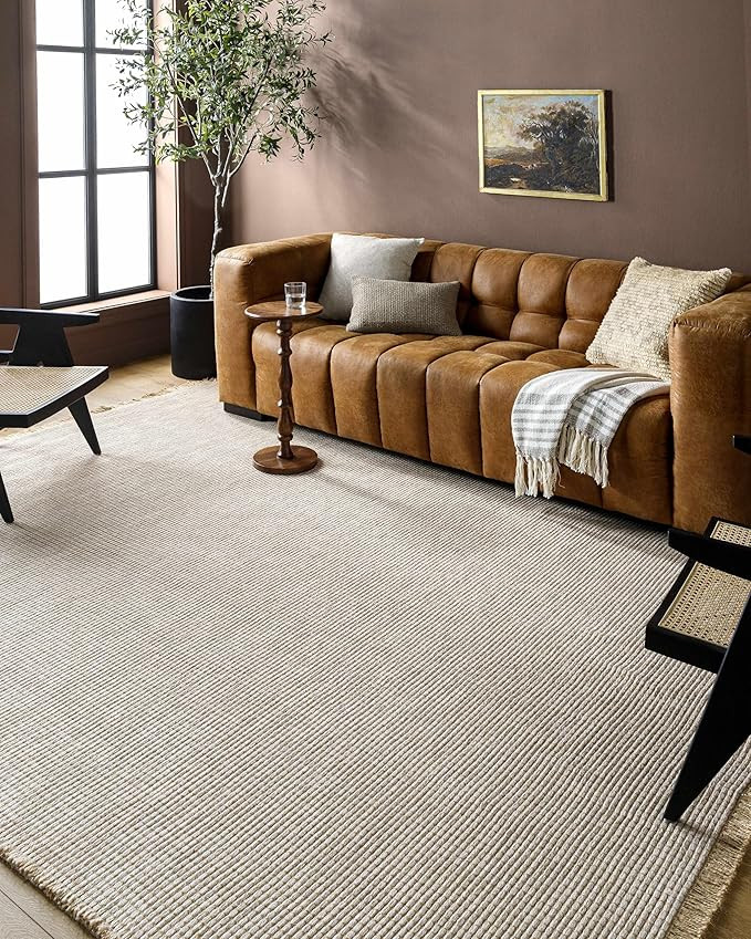 Hauteloom Nhung Jute Living Room, Bedroom Area Rug - Farmhouse - Light Brown,Taupe - 3'11" x 5'7" | Amazon (US)