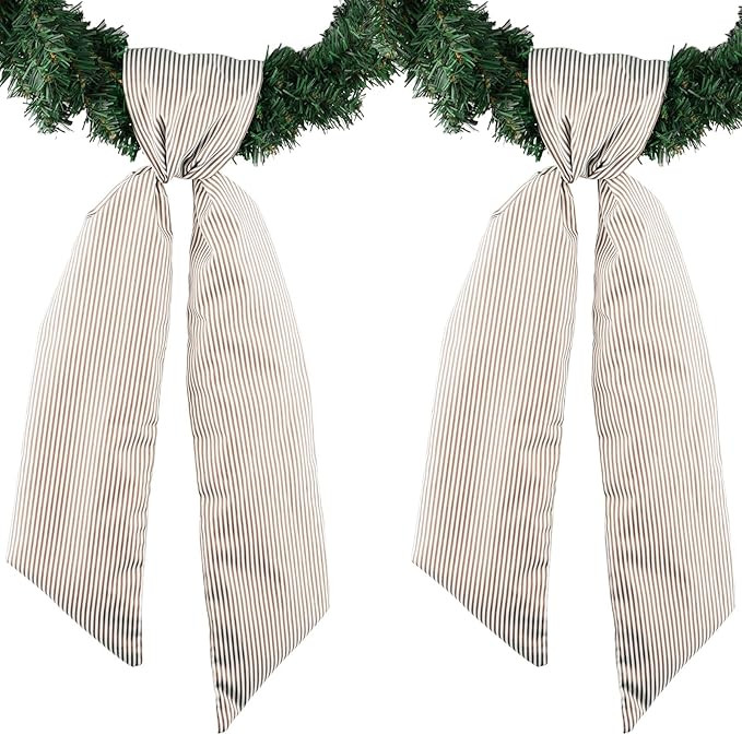 YKW 2 Pack Brown White Stripe Wreath Sash Front Door Decoration, 5.12" x 54.33" Blank Sashes Fall... | Amazon (US)