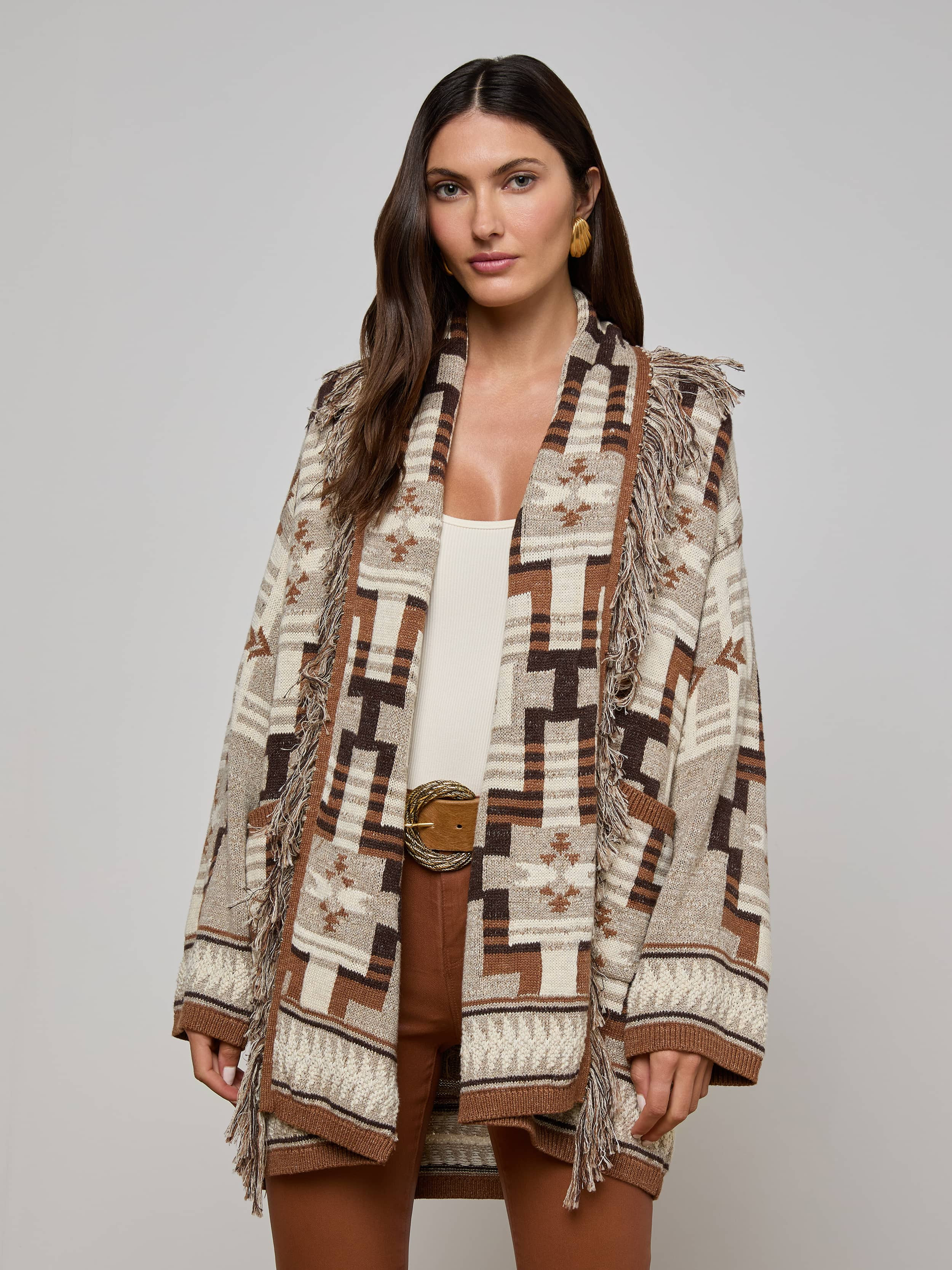 Jair Cardigan in Natural Multi | L'AGENCE | L'Agence