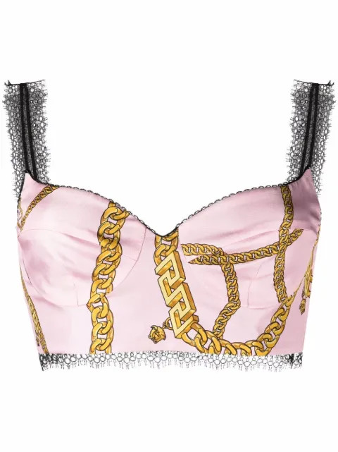 Versace Haut Crop à Imprimé Graphique - Farfetch | Farfetch Global