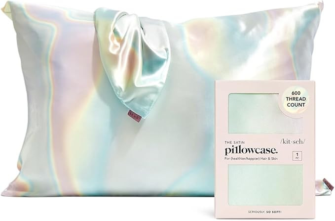 Kitsch Satin Pillowcase with Zipper for Hair & Skin, Softer Than Silk Pillow Cases Queen, Smooth ... | Amazon (US)