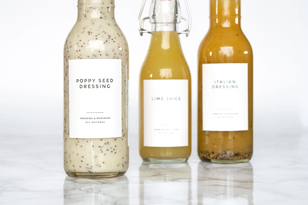 Clean-modern Dressing, Sauce, and Condiment Labels Personalization Available Water and Oil Resist... | Etsy (US)