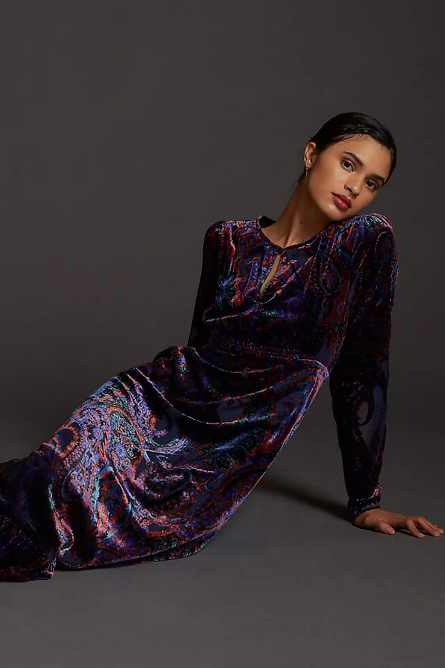 Burnout Velvet Maxi Dress | Anthropologie (US)