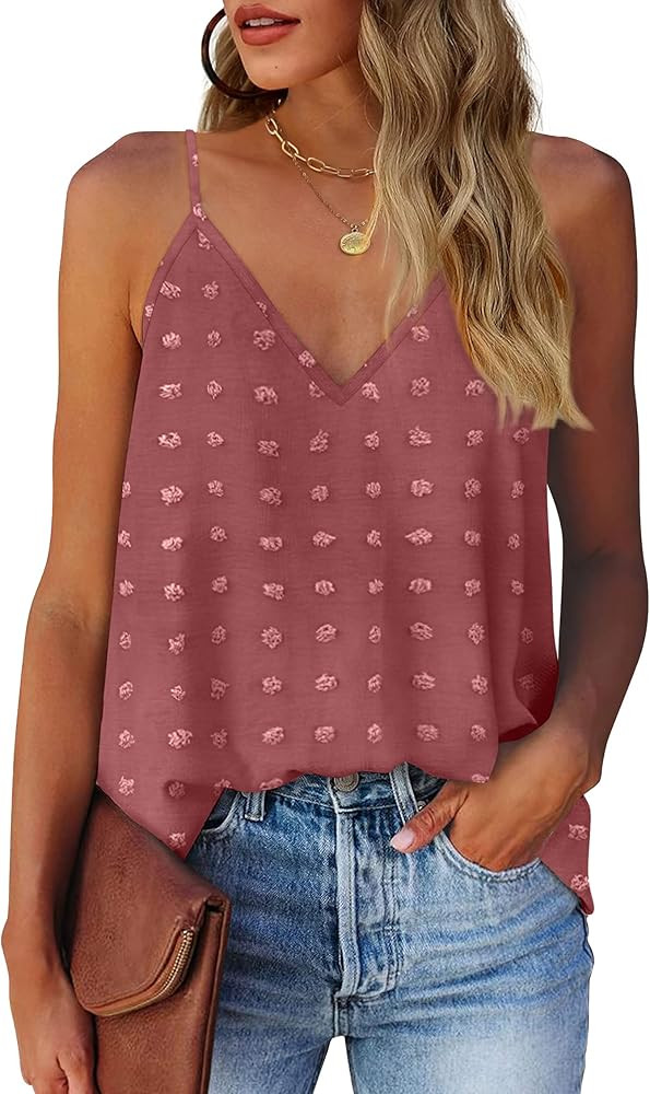 XIEERDUO Womens Summer Tank Tops Adjustable Spaghetti Strap Camisole Sleeveless Pom Pom Chiffon T... | Amazon (US)