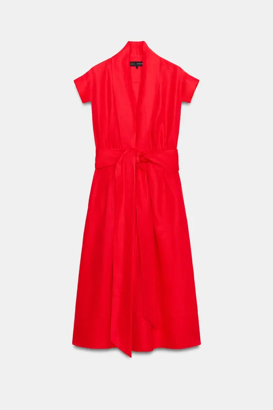 ZW COLLECTION MIDI LINEN DRESS | Zara US