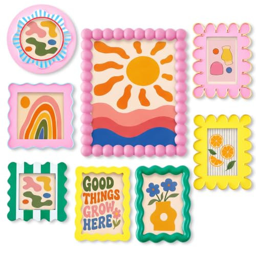 Lineshading 8 Pcs Funky Wavy Picture Gallery Wall Frame Set Cute Scalloped | Amazon (US)