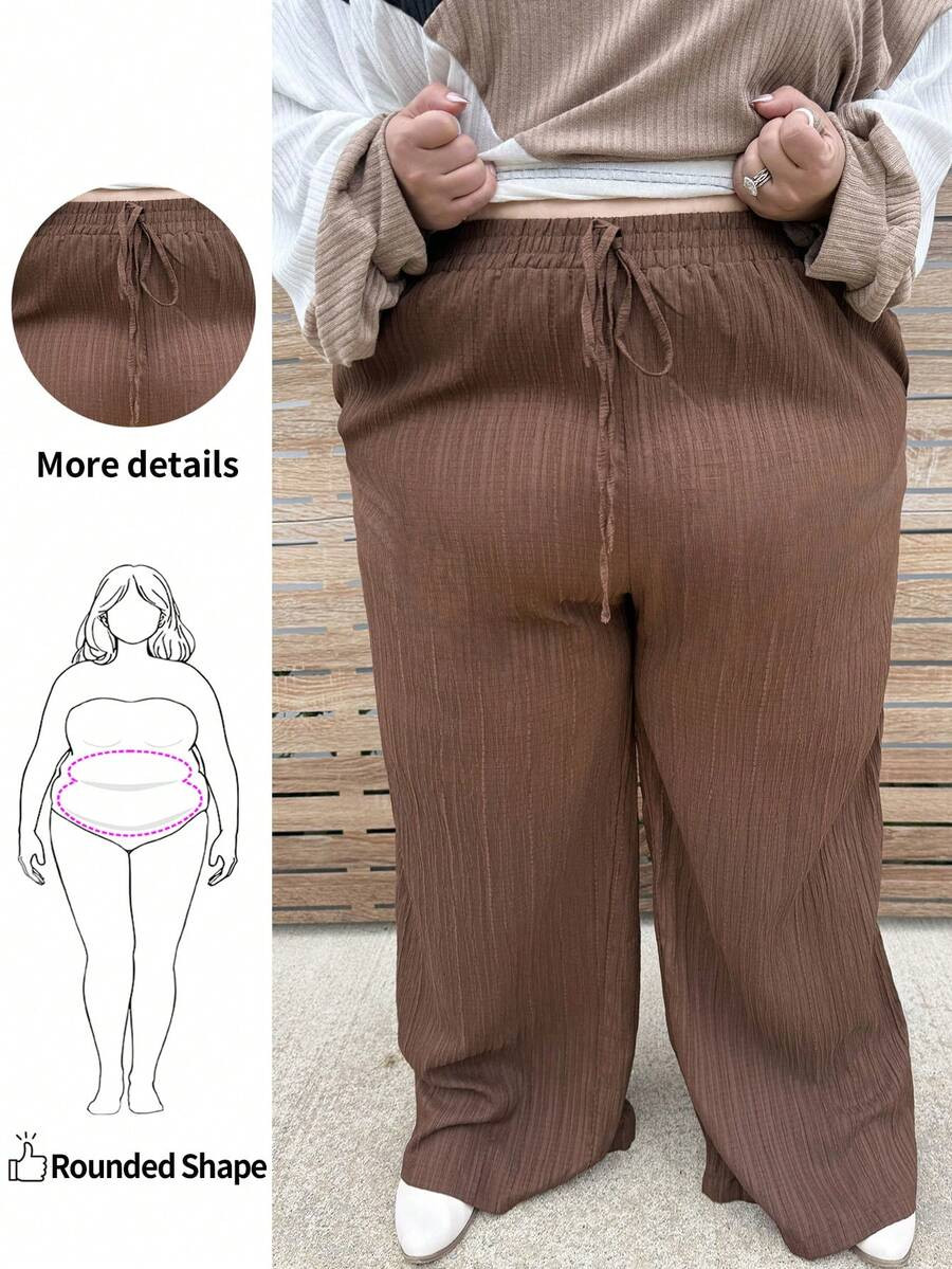 Enliva Plus Size Women Summer Beach, Fashion Casual Business Commuter Elegant Wide Leg Pants, Poc... | SHEIN